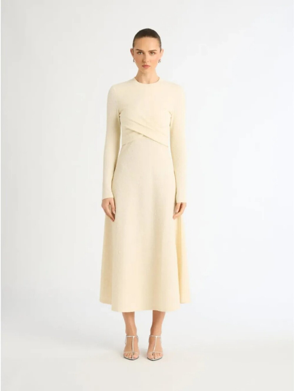 Sheike Cream Surrender Midi Long-Sleeve Twist-Waist Maxi Dress NWT $149.99